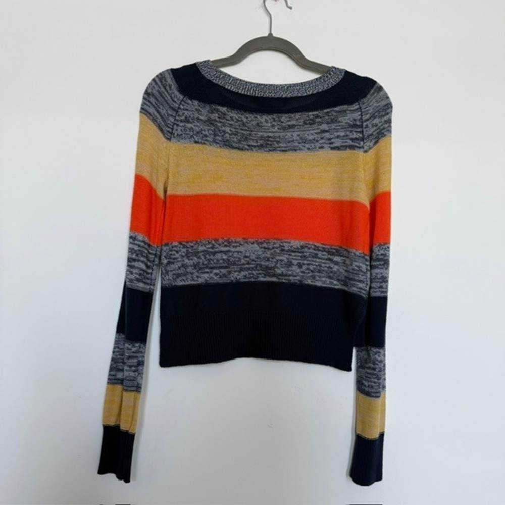 BCBG Max Azria Y2K Style Cropped Striped Sweater XS | Cotton Blend Knit Top - Picture 8 of 8